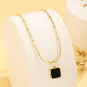Black Square Pendant Necklace